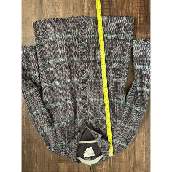 WORTH Wool/Silk Purple White Red Plaid Button Coat, Size 16 - Picture 6 of 8